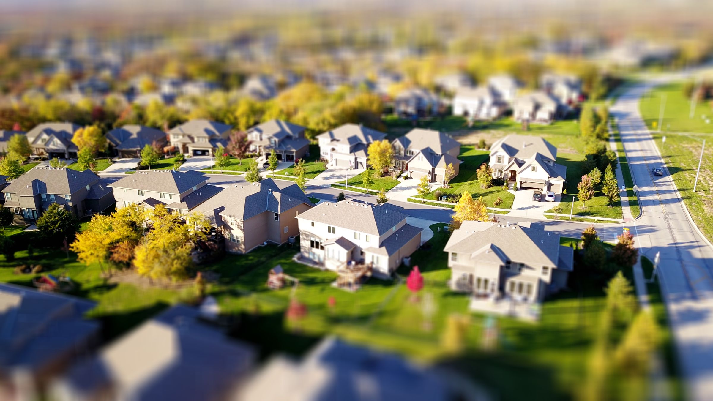 Aerial view of a residential neighborhood representing our local service coverage